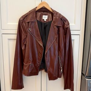 Nine West Women's Rich Brown Faux Leather Jacket